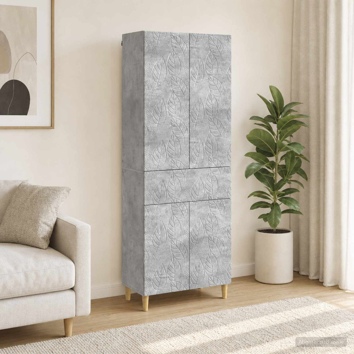 Cabinet Set 2 pcs Engineered Wood Concrete grey