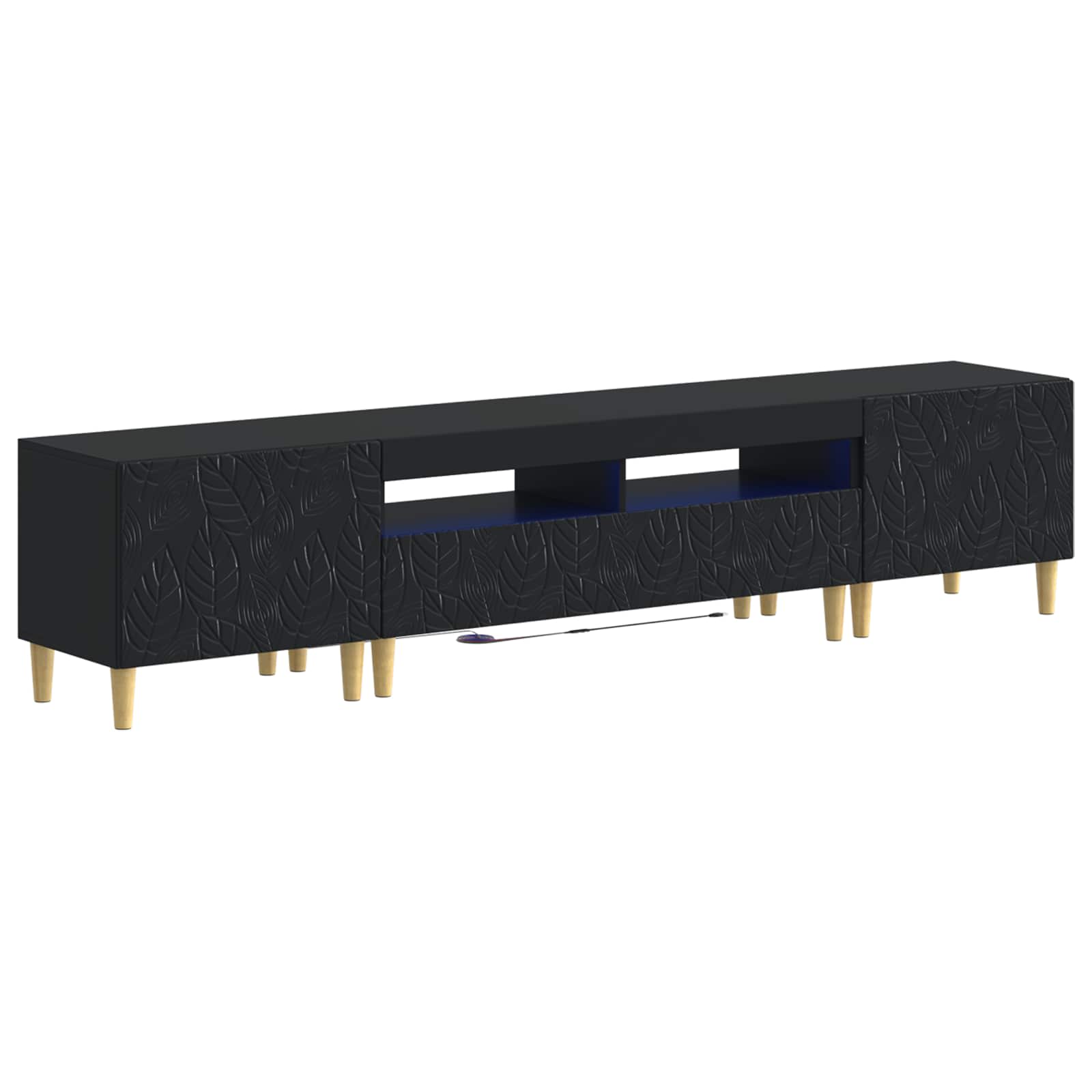 vidaXL 5 Piece LED TV Cabinet Black Engineered Wood 2