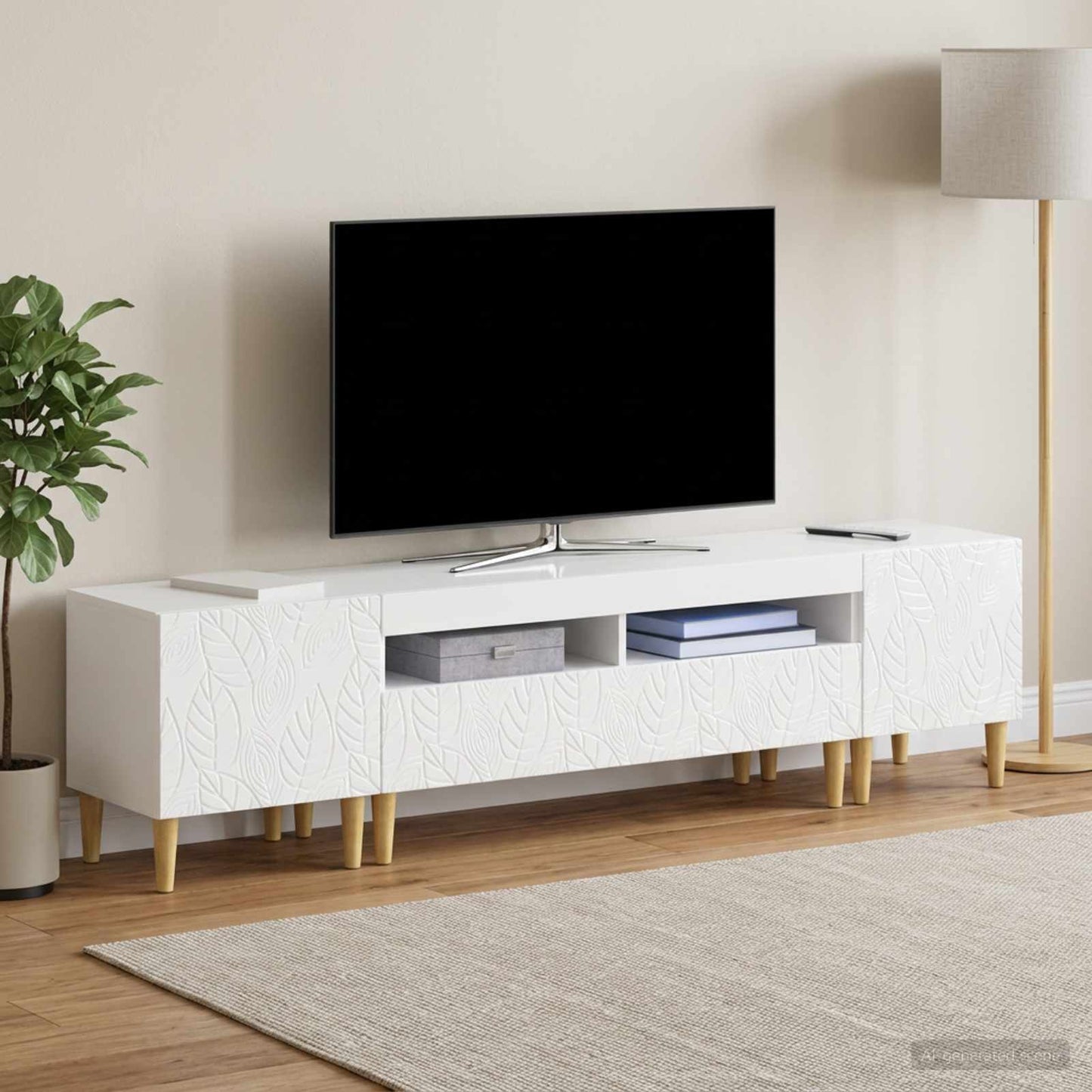vidaXL 5 Piece LED TV Cabinet High Gloss White Engineered Wood 1