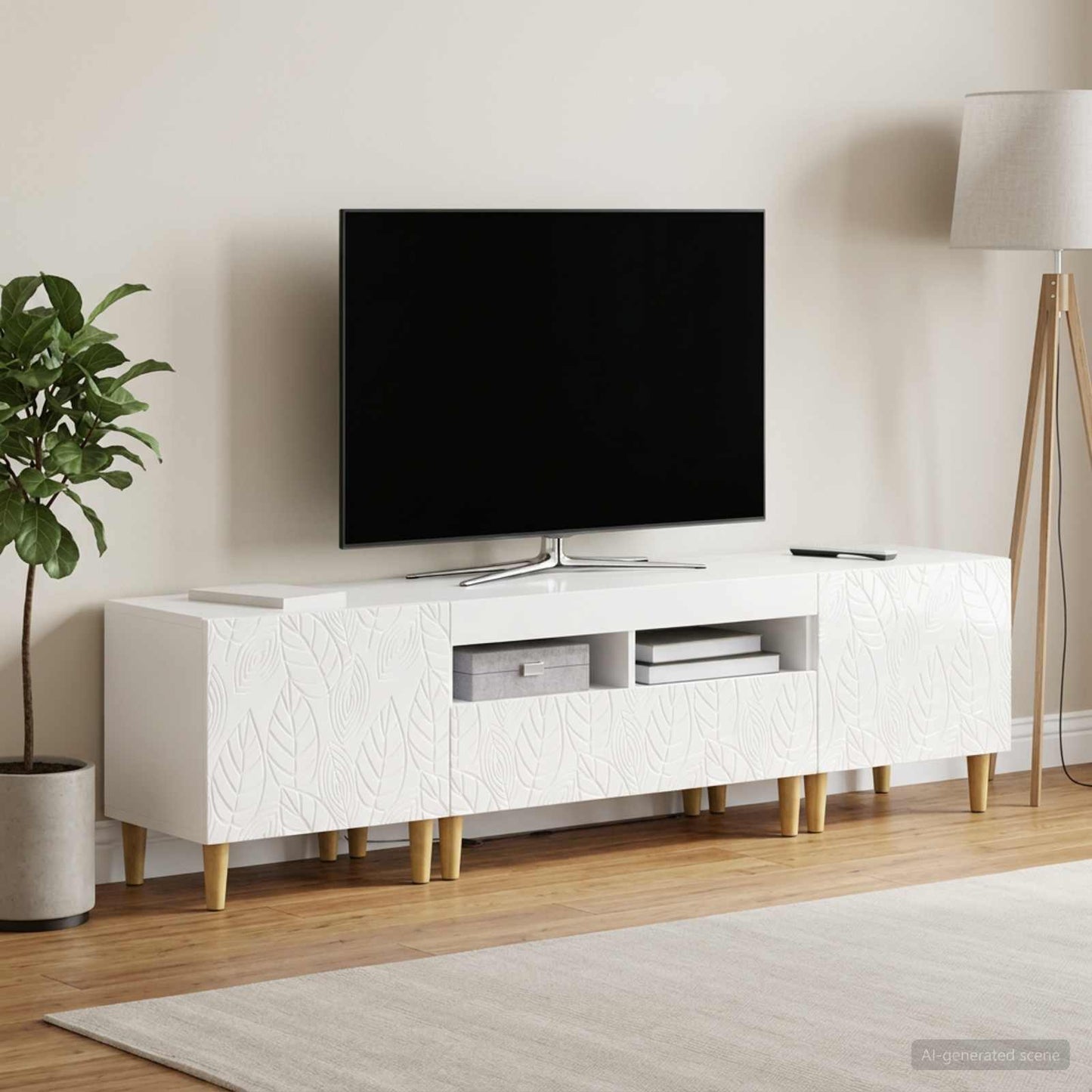 vidaXL 5 Piece LED TV Cabinet High Gloss White Engineered Wood 3