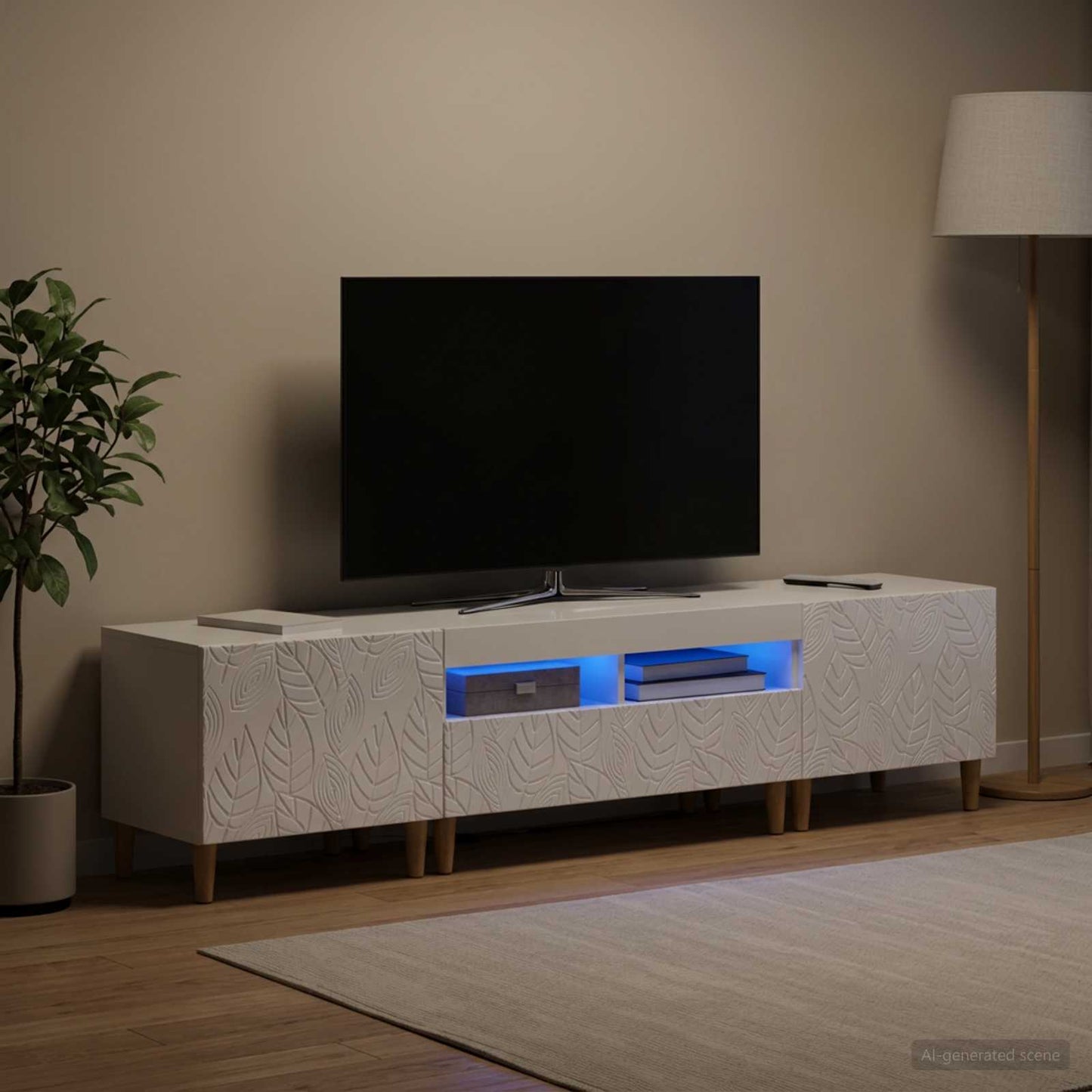 vidaXL 5 Piece LED TV Cabinet High Gloss White Engineered Wood 1