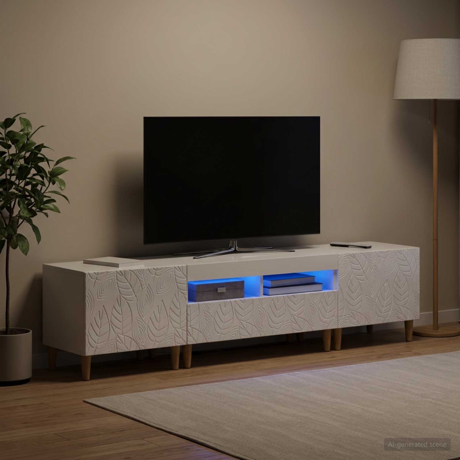 vidaXL 5 Piece LED TV Cabinet High Gloss White Engineered Wood 1