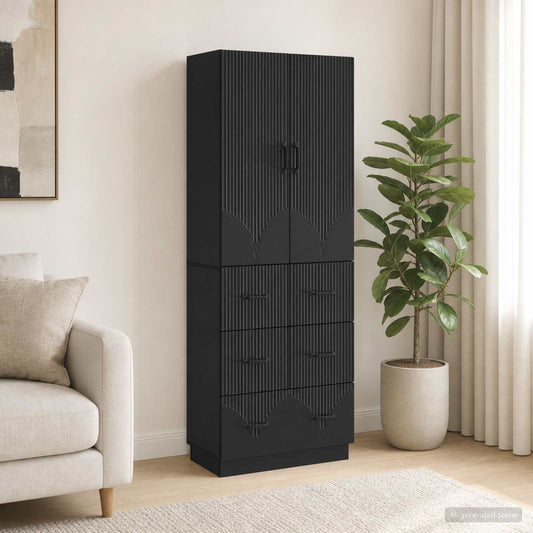 Cabinet Set 2 pcs 66 x 34.5 x 87 cm Engineered Wood Black