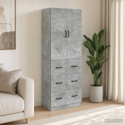 Cabinet Set 2 pcs 66 x 34.5 x 87 cm Engineered Wood Concrete grey