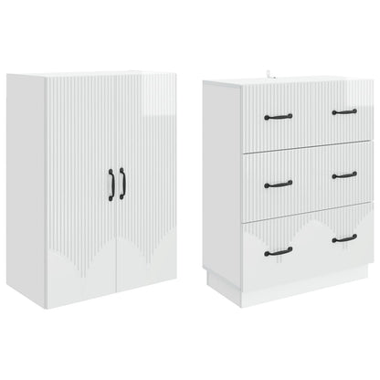 Cabinet Set 2 pcs 66 x 34.5 x 87 cm Engineered Wood High gloss white