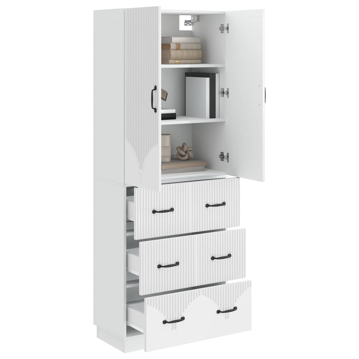 Cabinet Set 2 pcs 66 x 34.5 x 87 cm Engineered Wood High gloss white