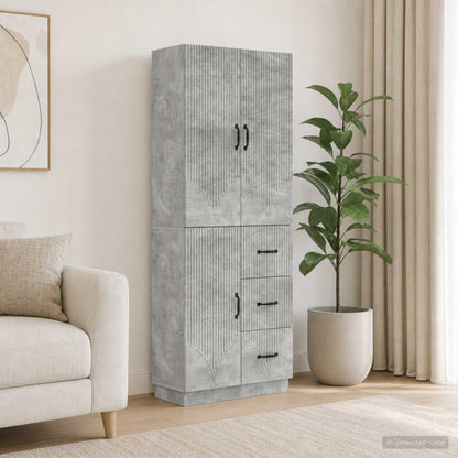 Cabinet Set 2 pcs Engineered Wood Concrete grey