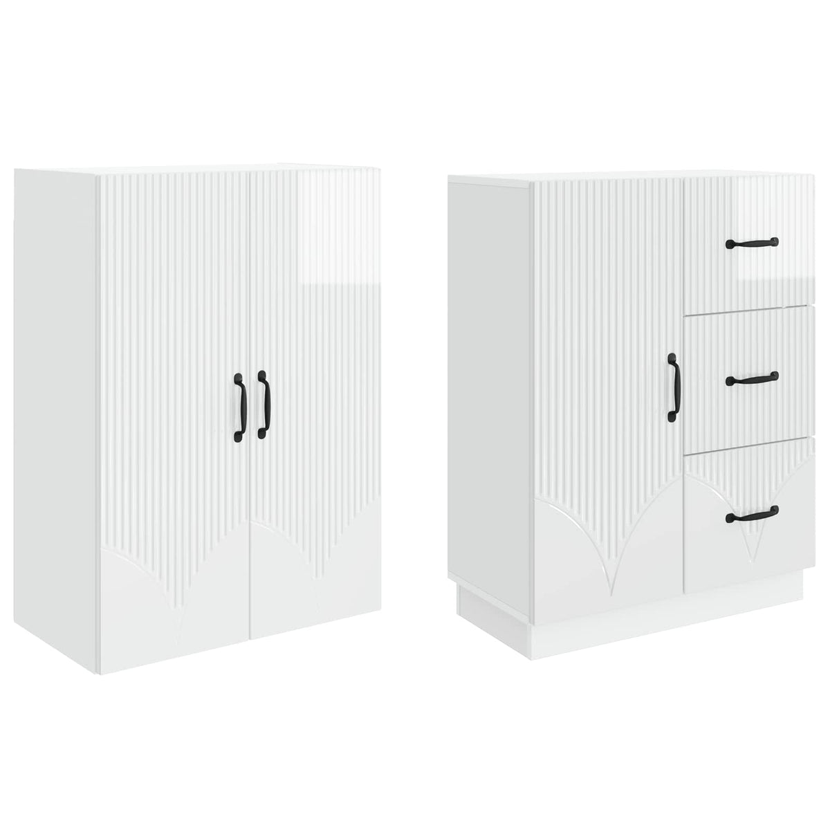 Cabinet Set 2 pcs Engineered Wood High gloss white