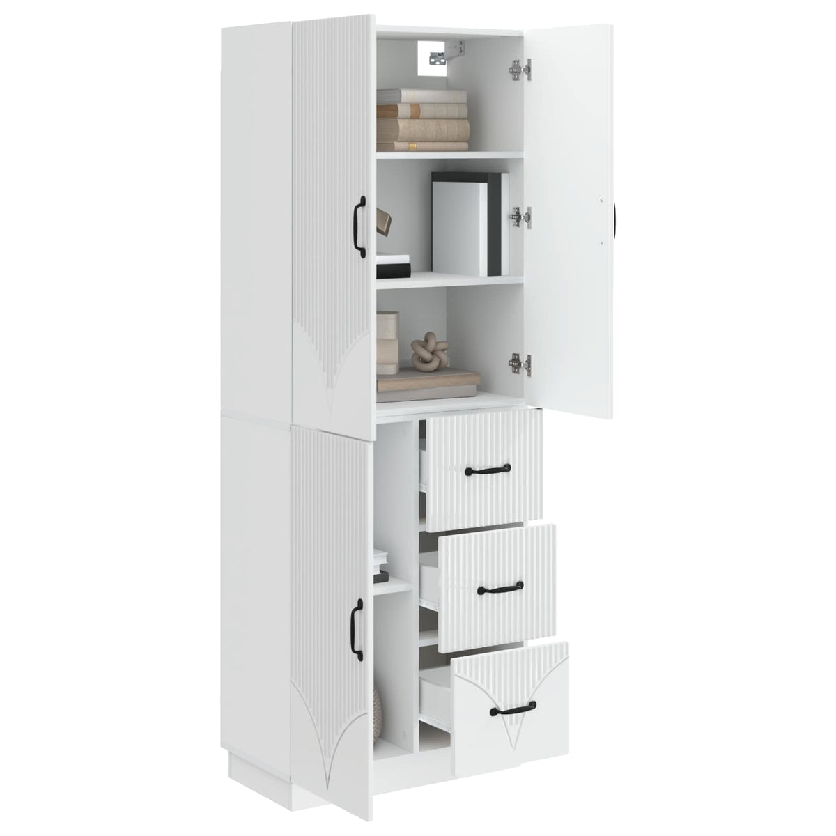 Cabinet Set 2 pcs Engineered Wood High gloss white
