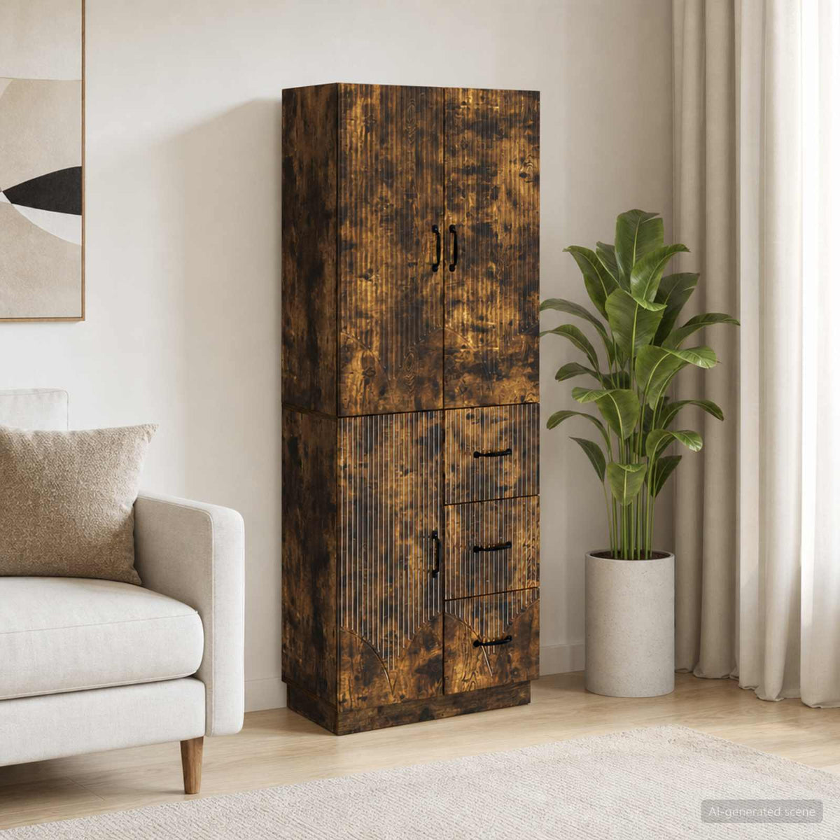 Cabinet Set 2 pcs Engineered Wood Smoked oak