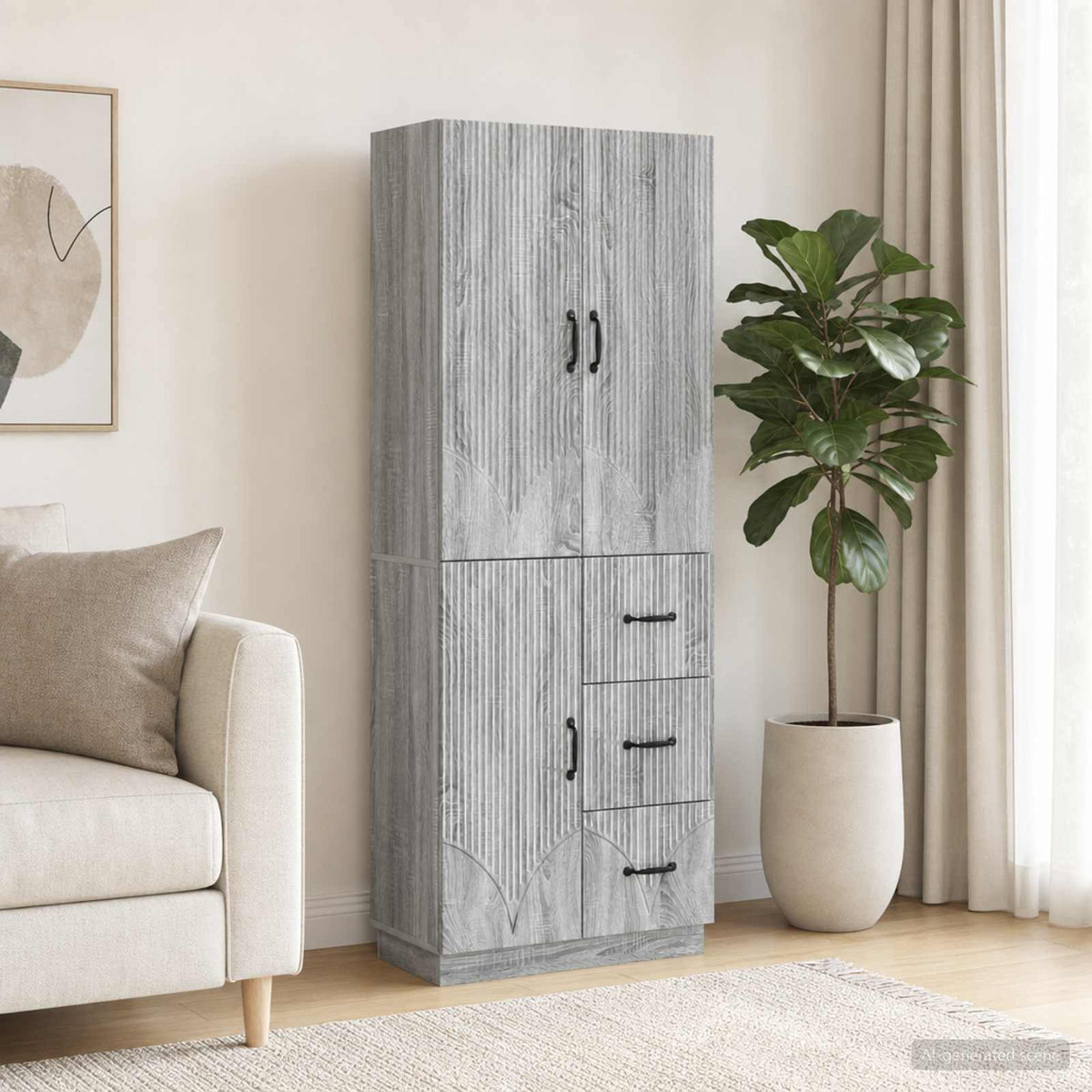 Cabinet Set 2 pcs Engineered Wood Grey sonoma