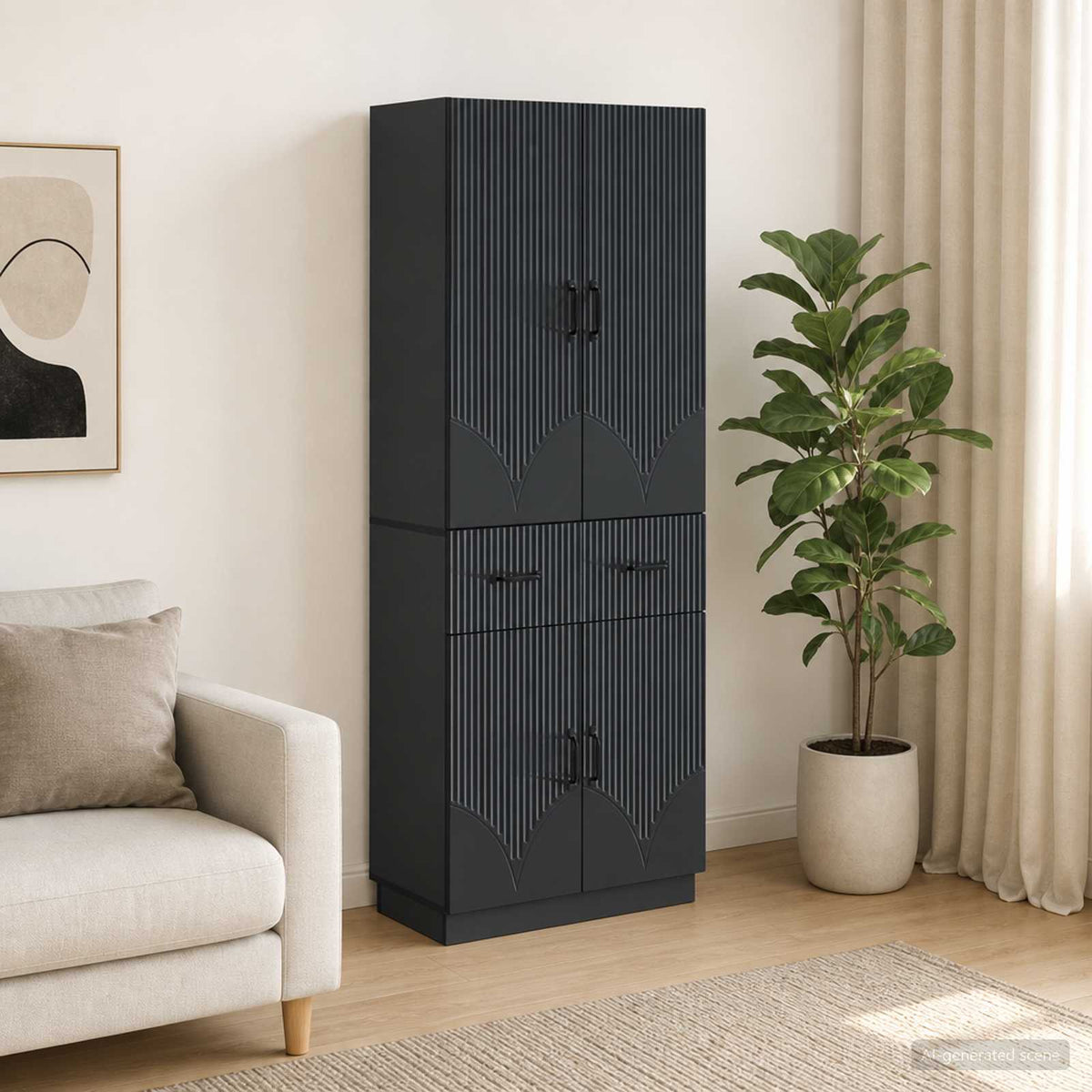Cabinet Set 2 pcs Engineered Wood Black