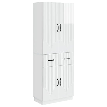 vidaXL Cabinet Set 2 pcs High Gloss White Engineered Wood 2