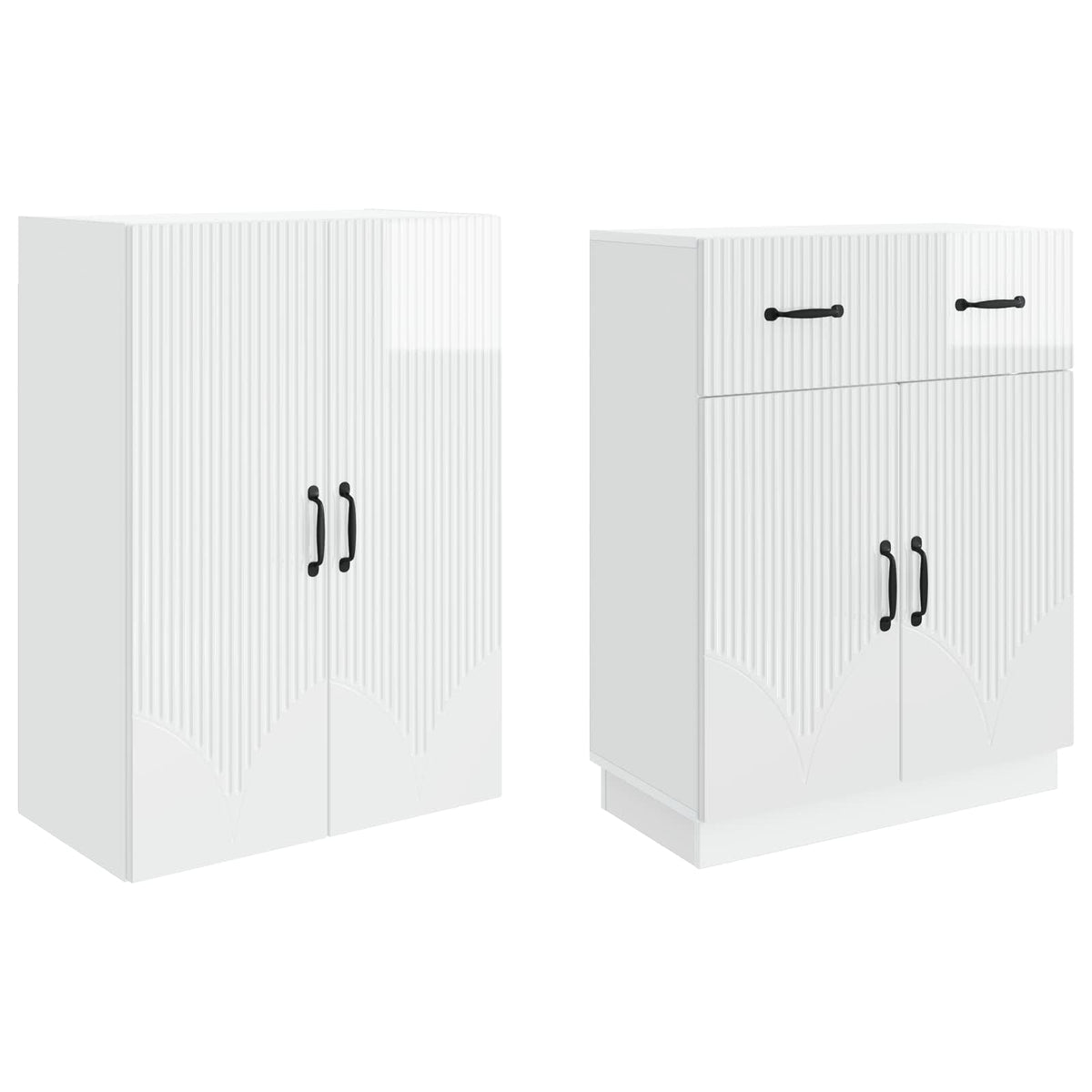 vidaXL Cabinet Set 2 pcs High Gloss White Engineered Wood 4