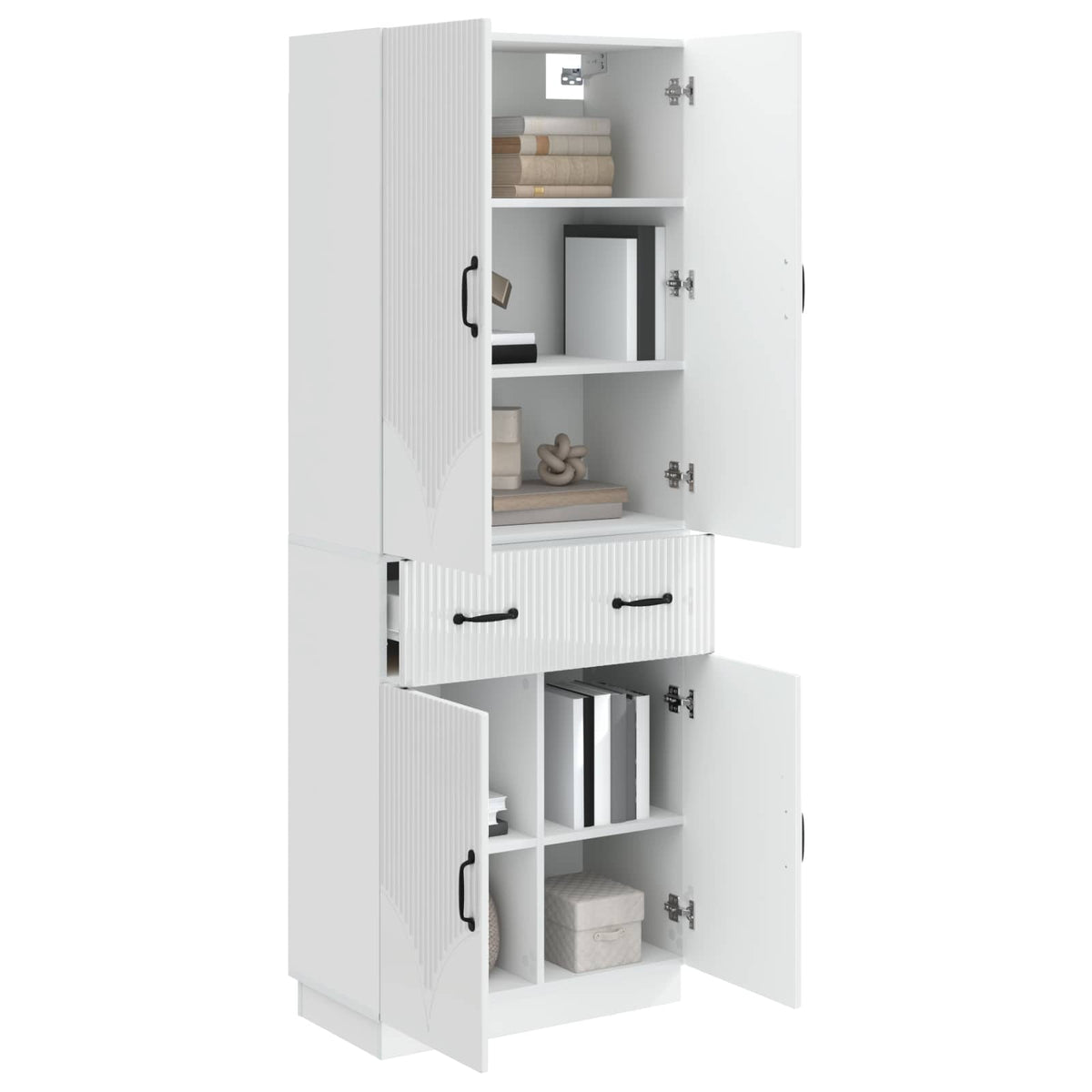 vidaXL Cabinet Set 2 pcs High Gloss White Engineered Wood 3