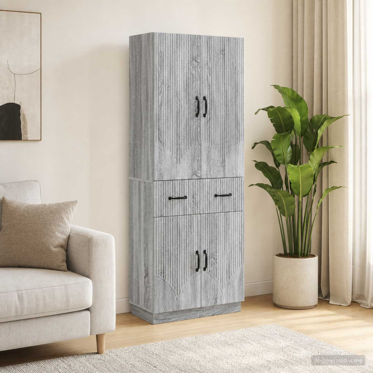 Cabinet Set 2 pcs Engineered Wood Grey sonoma