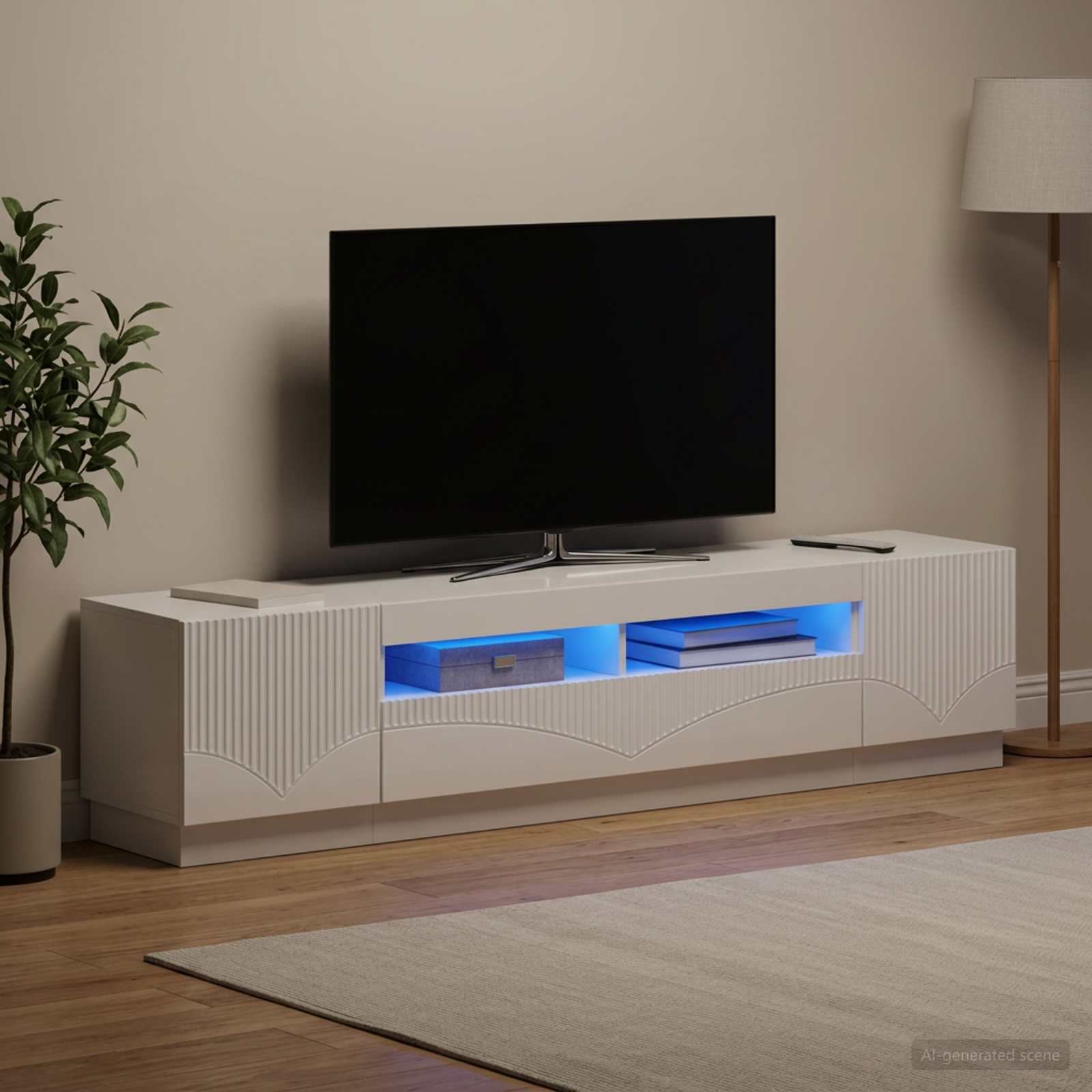 vidaXL 5 Piece LED TV Cabinet High Gloss White Engineered Wood 1