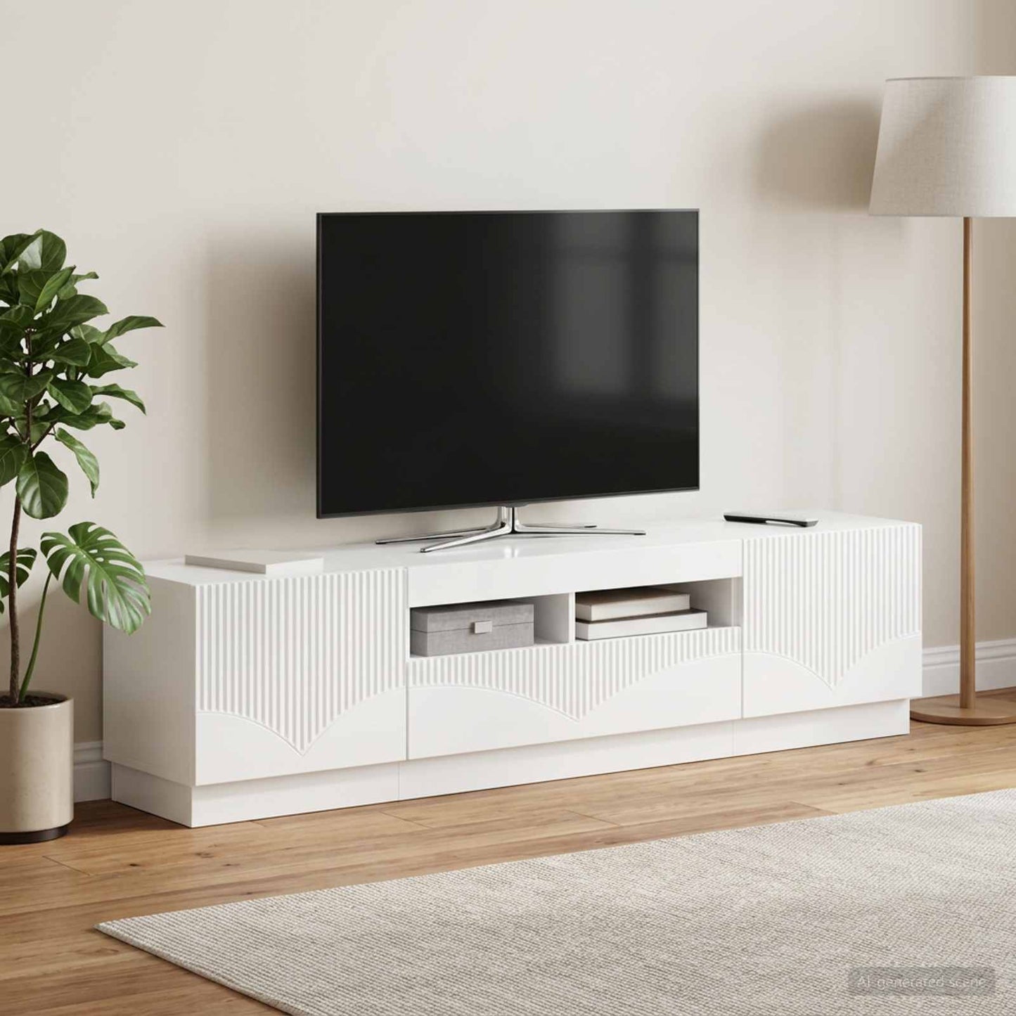 vidaXL 5 Piece LED TV Cabinet High Gloss White Engineered Wood 3