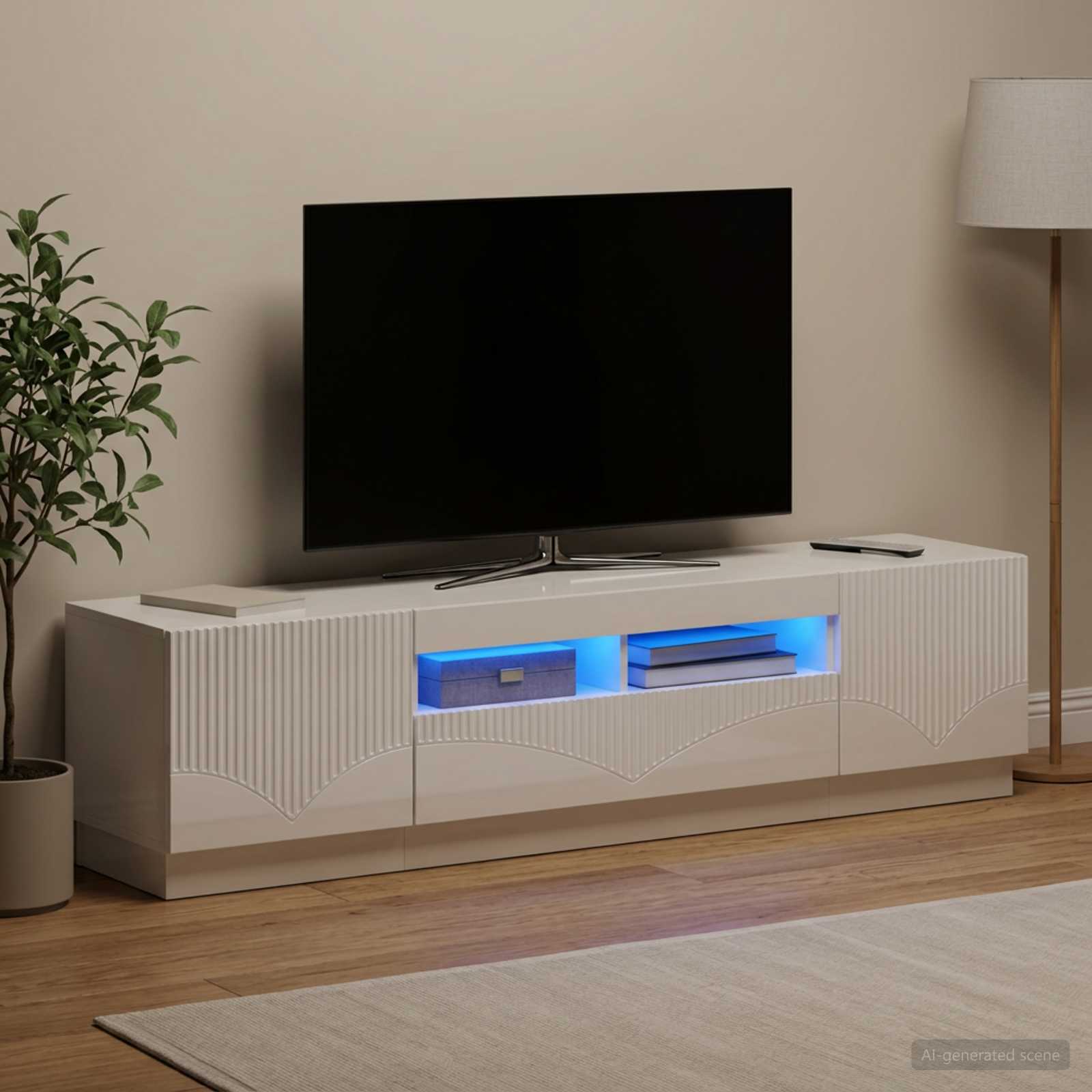 vidaXL 5 Piece LED TV Cabinet High Gloss White Engineered Wood 1