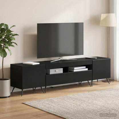 vidaXL 5 Piece LED TV Cabinet Black Engineered Wood 3