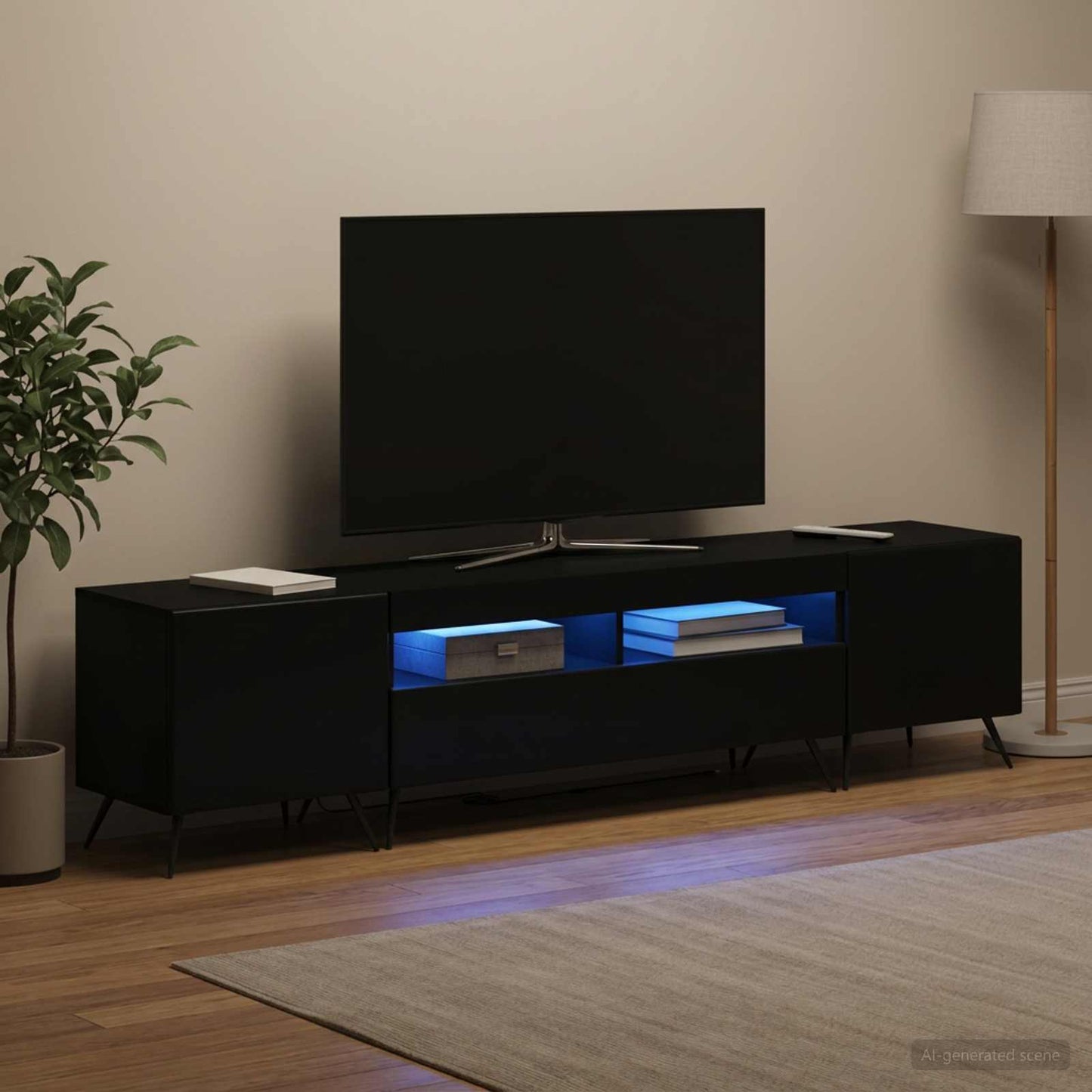 vidaXL 5 Piece LED TV Cabinet Black Engineered Wood 1