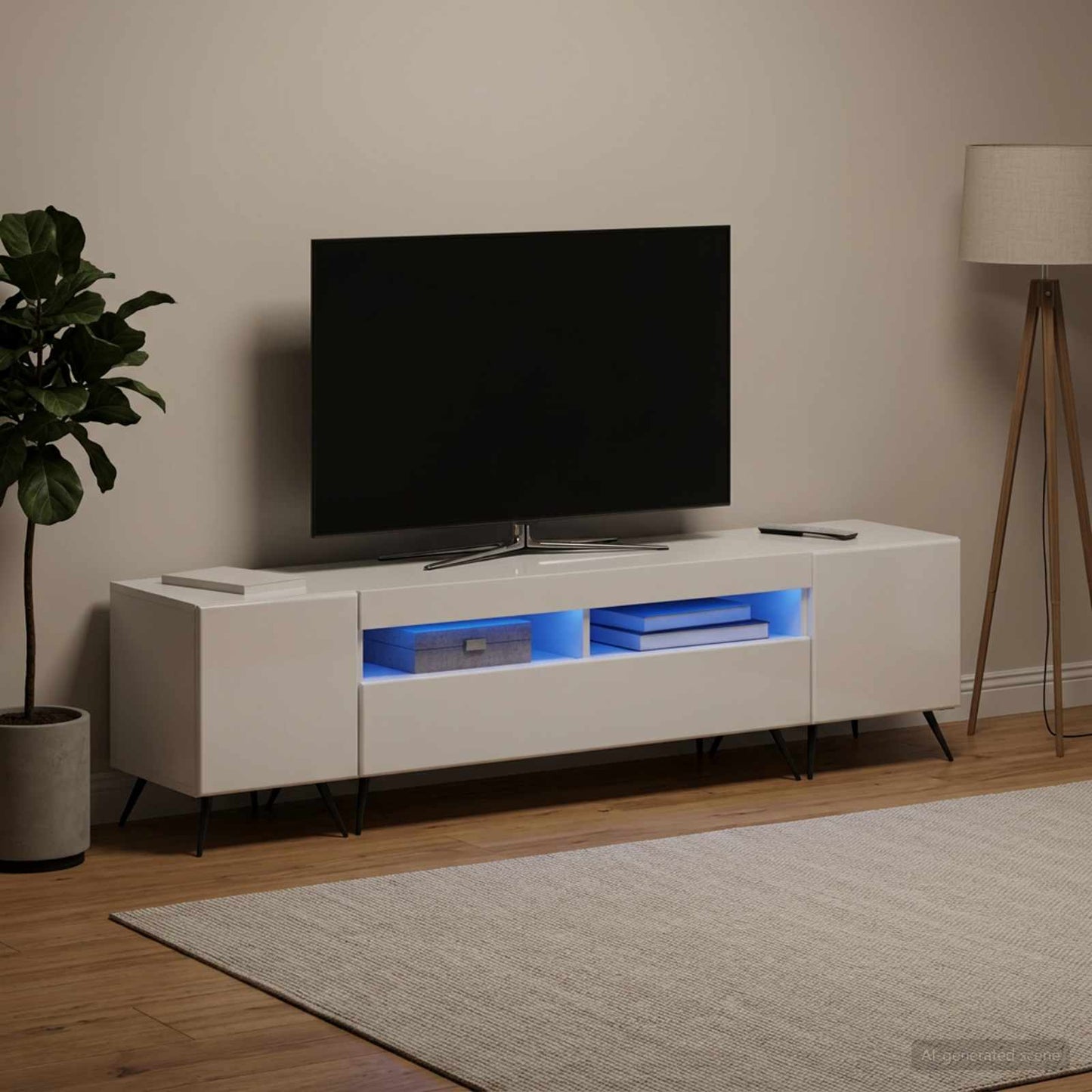 vidaXL 5 Piece LED TV Cabinet High Gloss White Engineered Wood 3