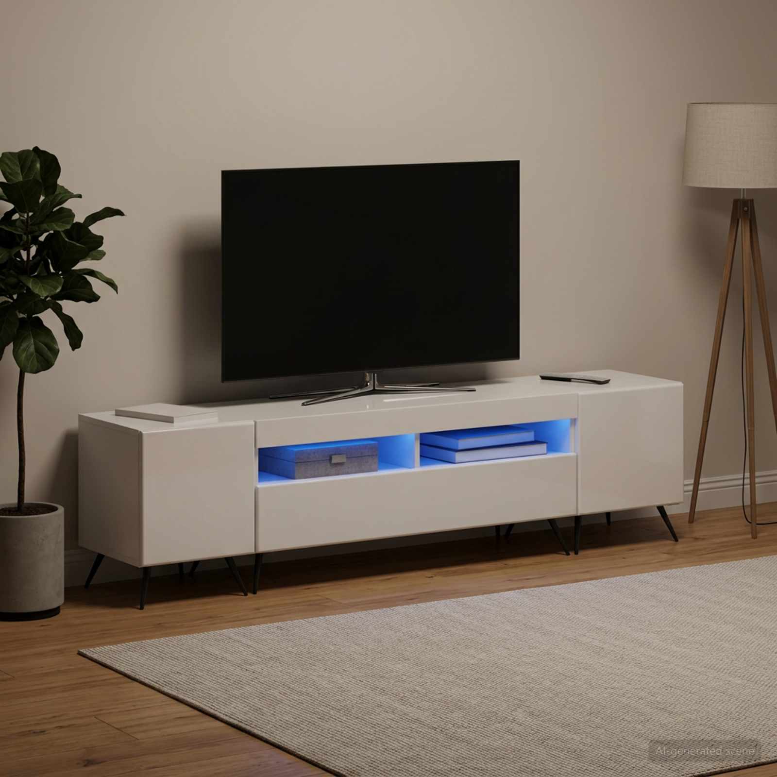 vidaXL 5 Piece LED TV Cabinet High Gloss White Engineered Wood 3