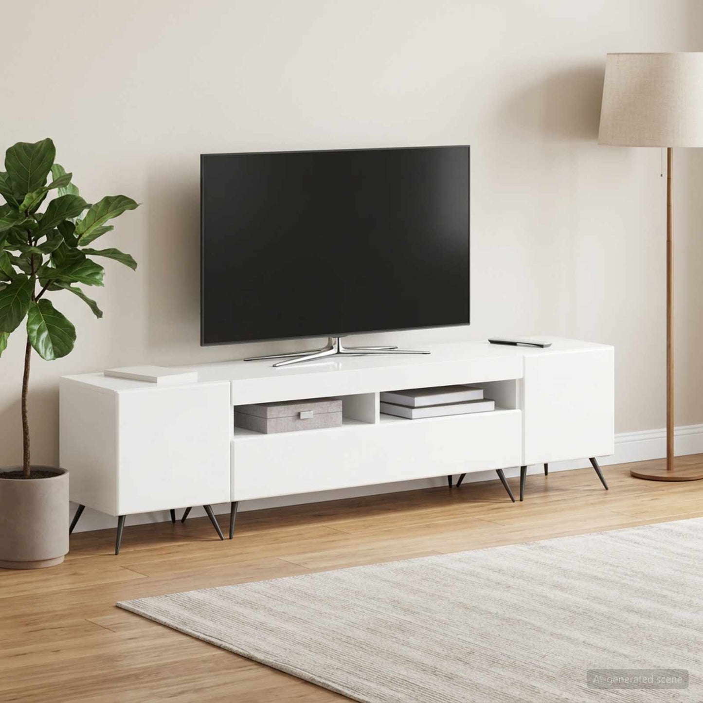 vidaXL 5 Piece LED TV Cabinet High Gloss White Engineered Wood 1