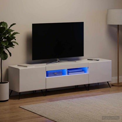 vidaXL 5 Piece LED TV Cabinet High Gloss White Engineered Wood 3