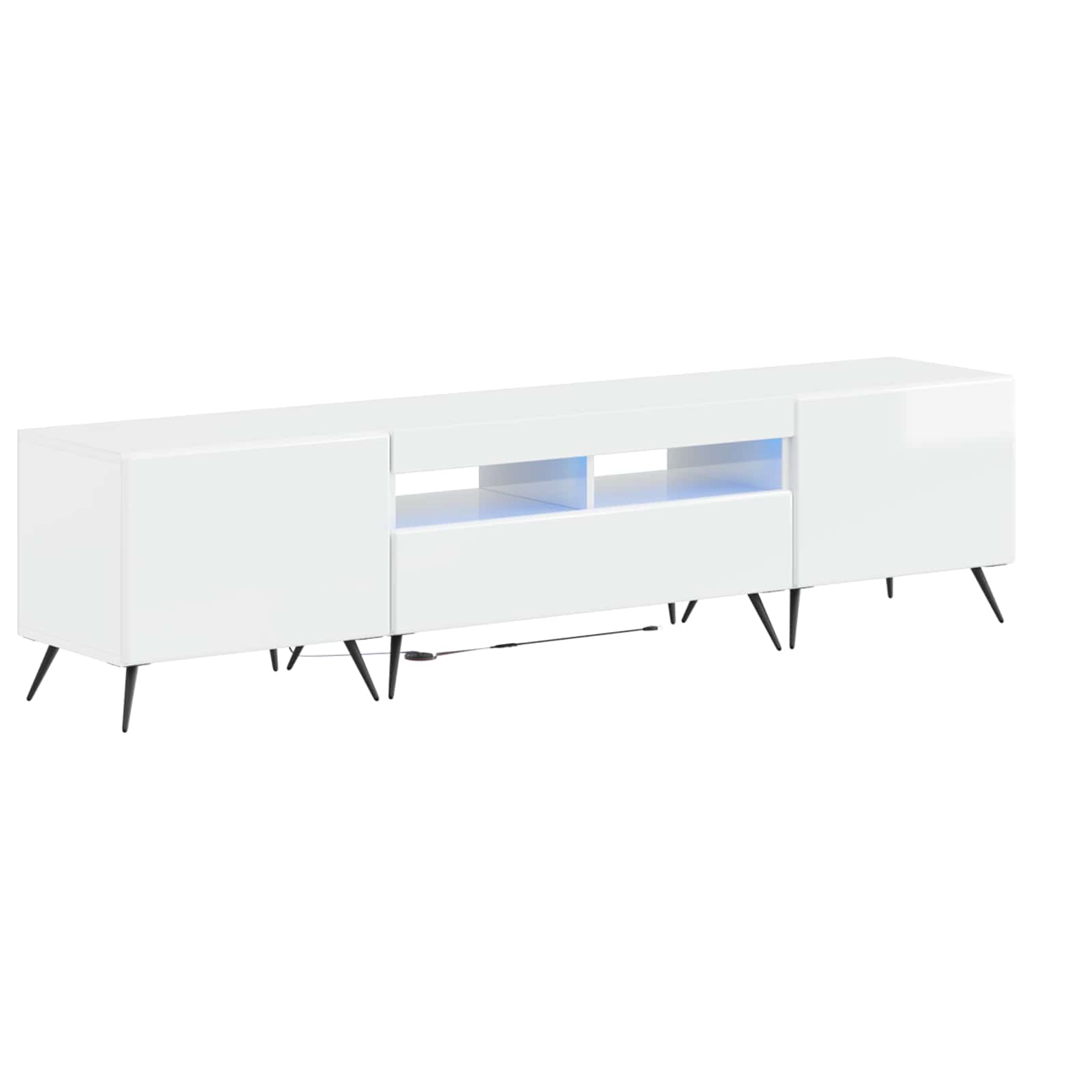 vidaXL 5 Piece LED TV Cabinet High Gloss White Engineered Wood 2