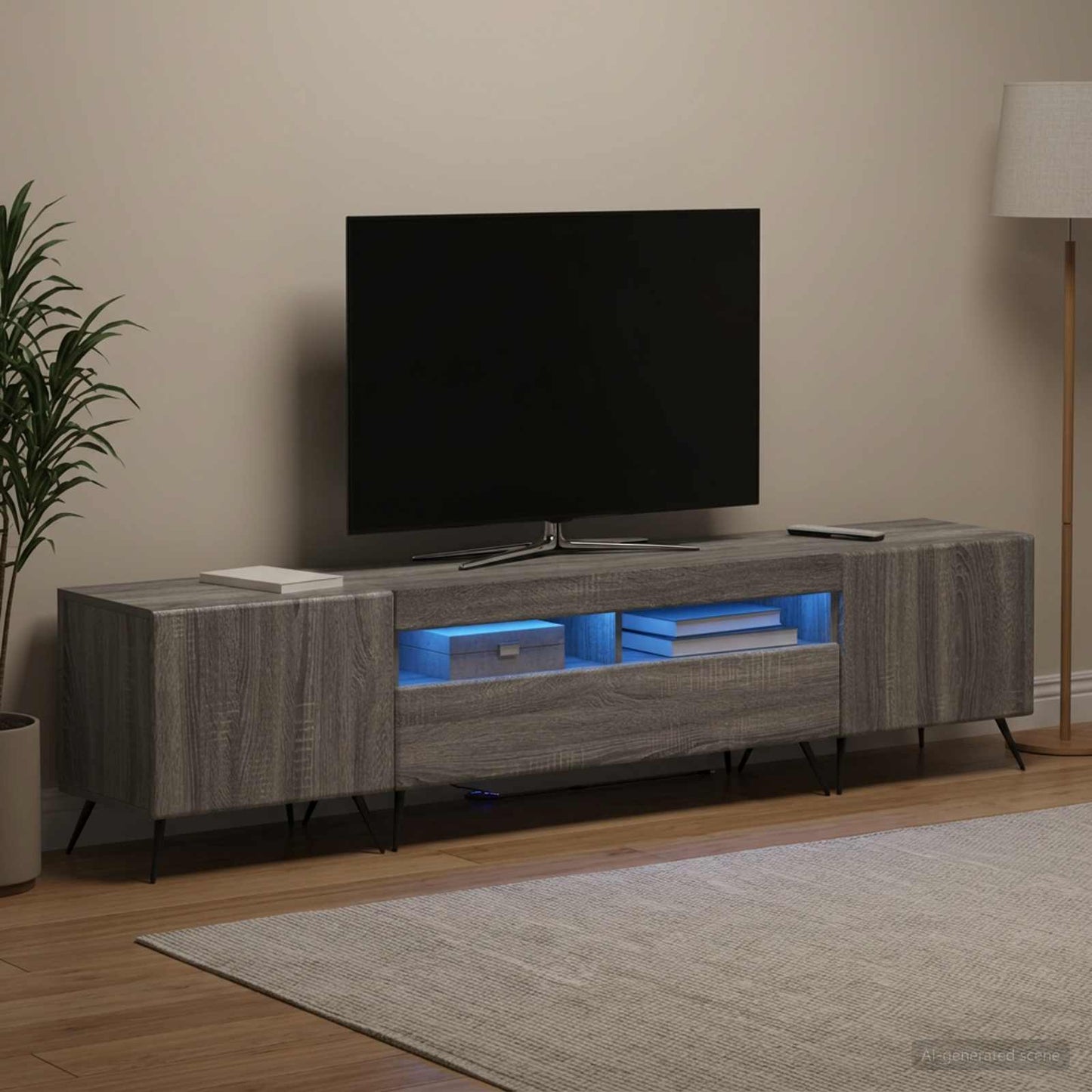 vidaXL 5 Piece LED TV Cabinet Grey Sonoma Engineered Wood 1