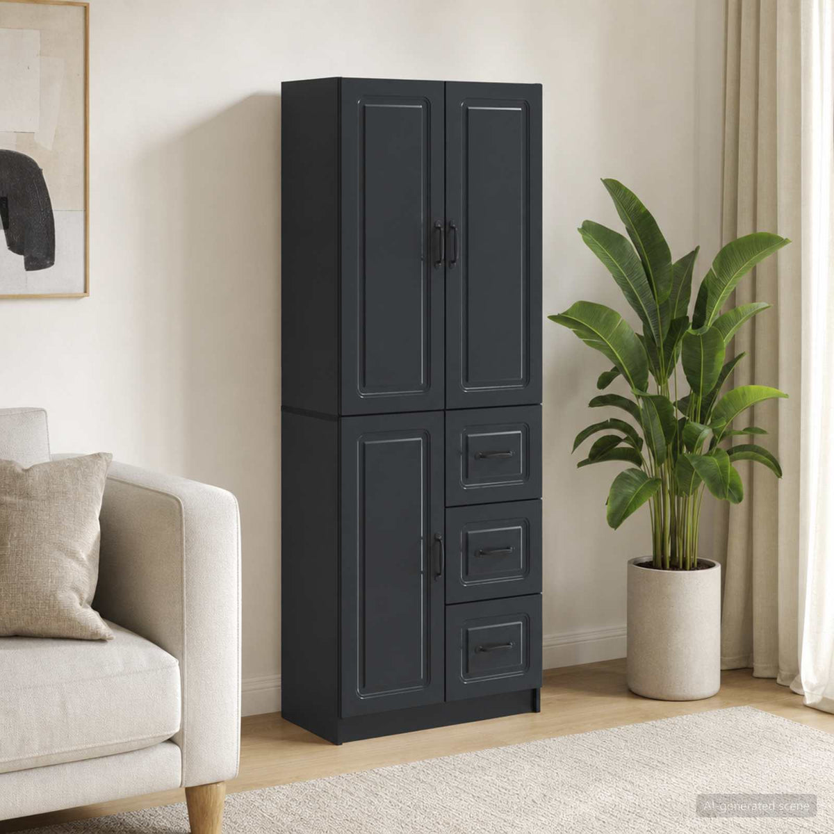 Cabinet Set 2 pcs Engineered Wood Black