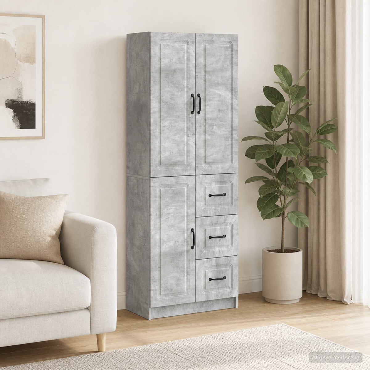 Cabinet Set 2 pcs Engineered Wood Concrete grey