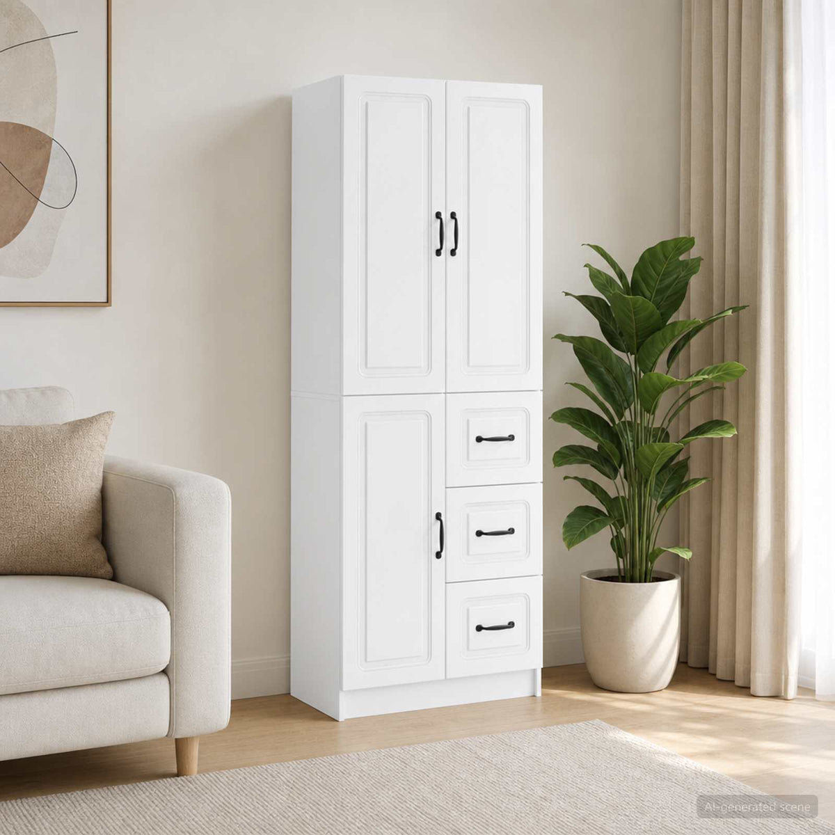 vidaXL Cabinet Set 2 pcs High Gloss White Engineered Wood 1