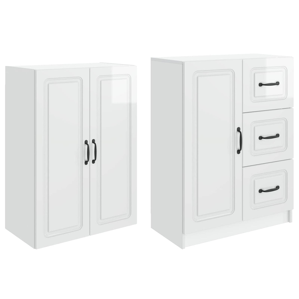 vidaXL Cabinet Set 2 pcs High Gloss White Engineered Wood 4