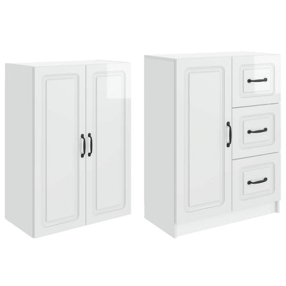 vidaXL Cabinet Set 2 pcs High Gloss White Engineered Wood 4
