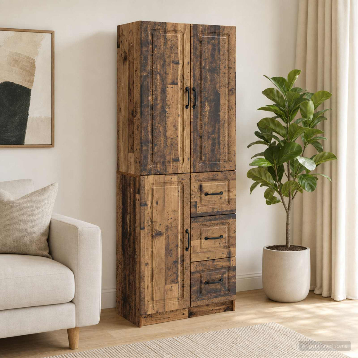 Cabinet Set 2 pcs Engineered Wood Old wood