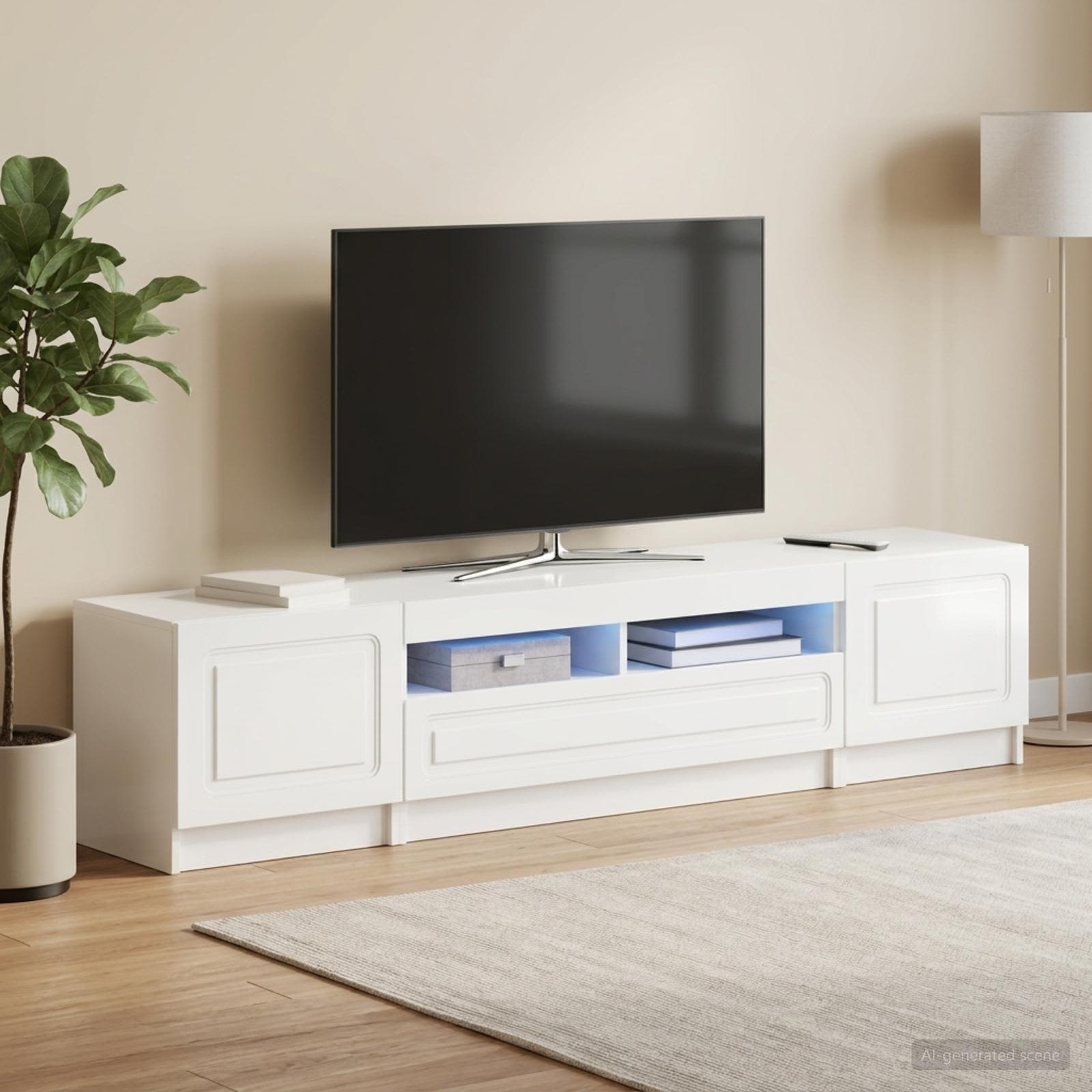 vidaXL 5 Piece LED TV Cabinet High Gloss White Engineered Wood 1