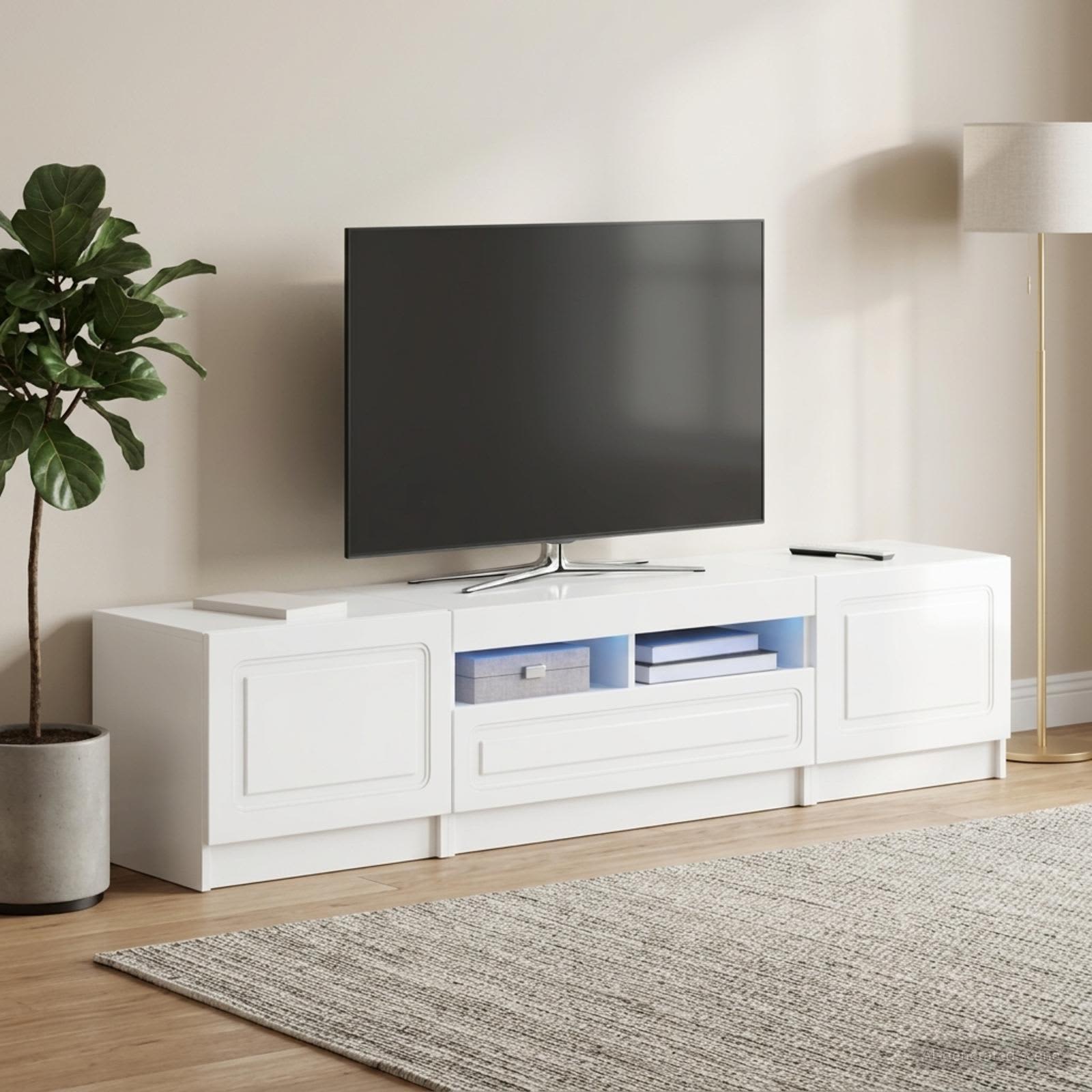 vidaXL 5 Piece LED TV Cabinet High Gloss White Engineered Wood 3