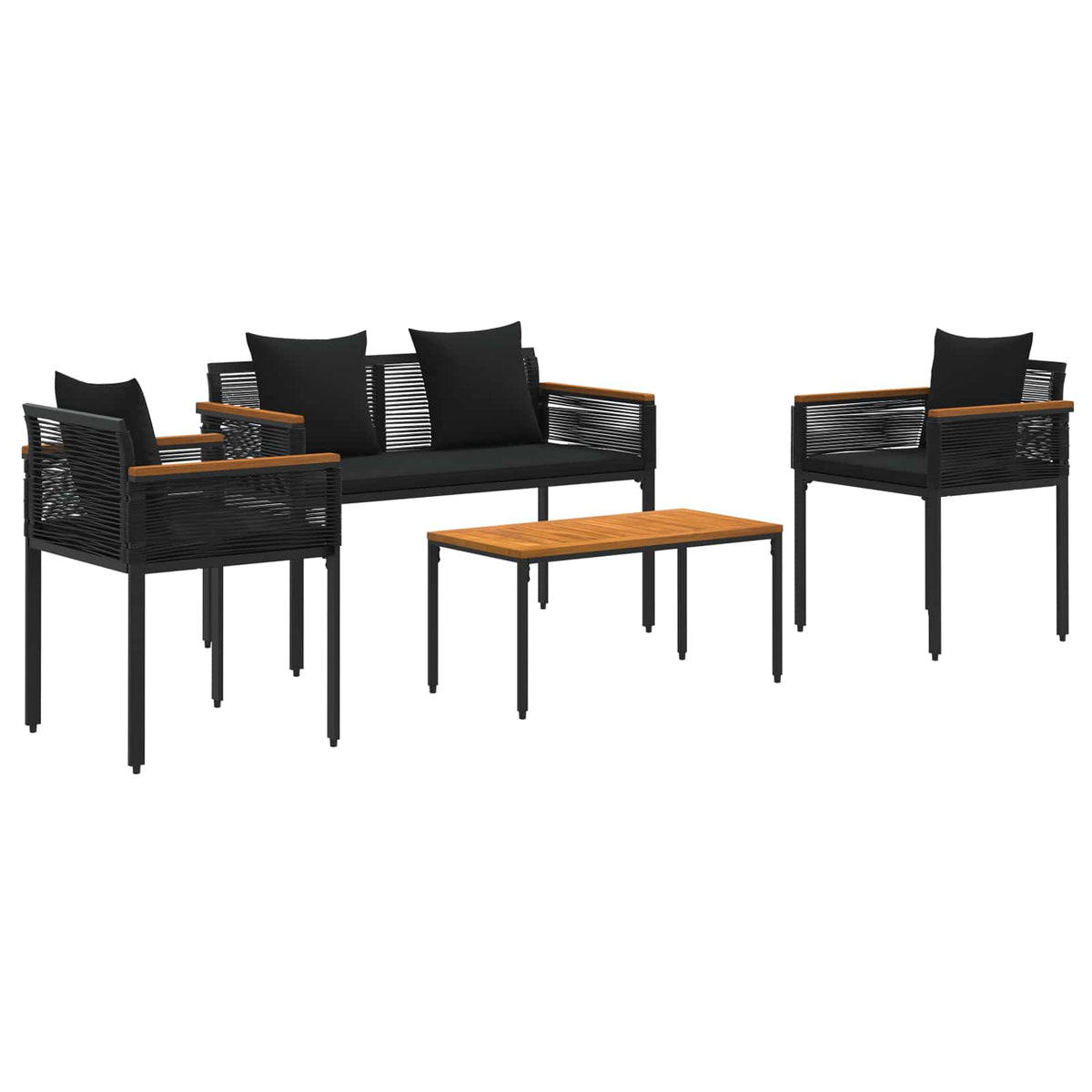 vidaXL Outdoor Furniture Set 4 pcs Black Poly Rattan 2