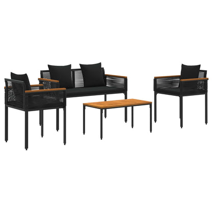vidaXL Outdoor Furniture Set 4 pcs Black Poly Rattan 2