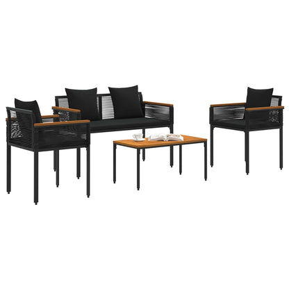 Outdoor Furniture Set Poly Rattan Black
