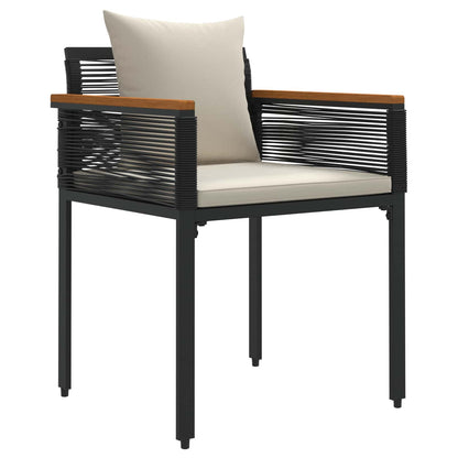 vidaXL Outdoor Furniture Set Black and Cream White Poly Rattan 6