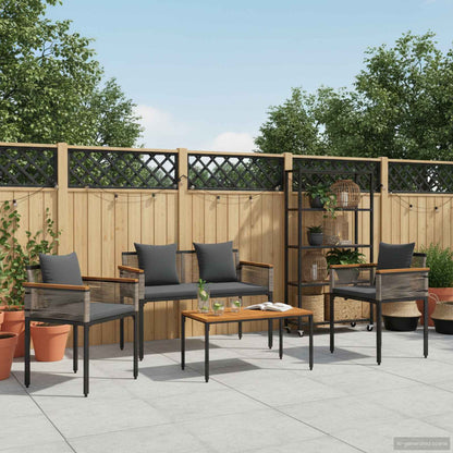 vidaXL Outdoor Furniture Set Grey and Dark Grey Poly Rattan 4