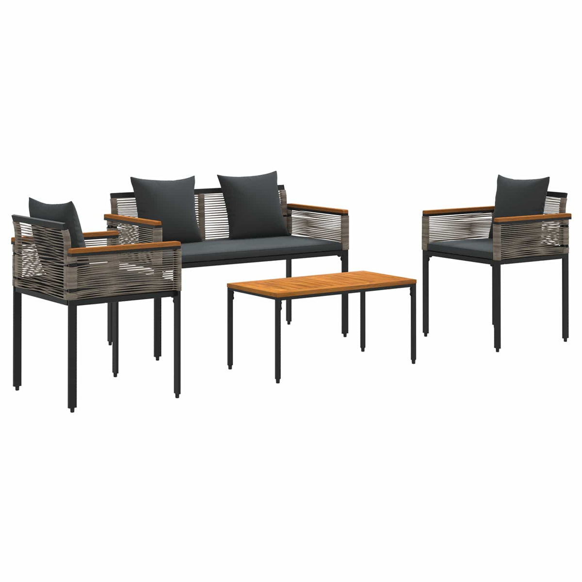 Outdoor Furniture Set Poly Rattan Grey and dark grey