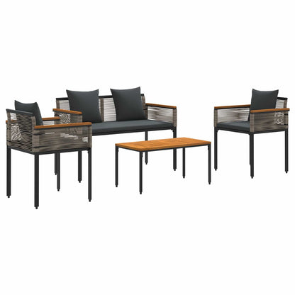 Outdoor Furniture Set Poly Rattan Grey and dark grey