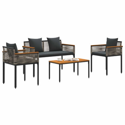 Outdoor Furniture Set Poly Rattan Grey and dark grey