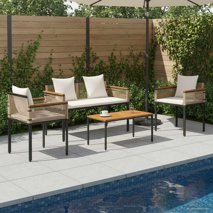 vidaXL Outdoor Furniture Set Beige and Cream White Poly Rattan 1