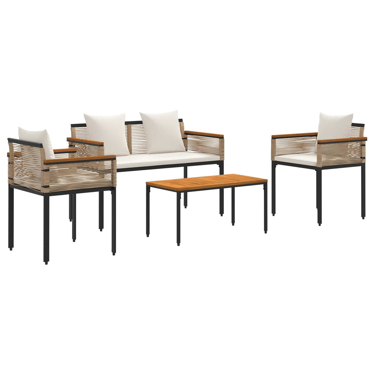 vidaXL Outdoor Furniture Set Beige and Cream White Poly Rattan 2
