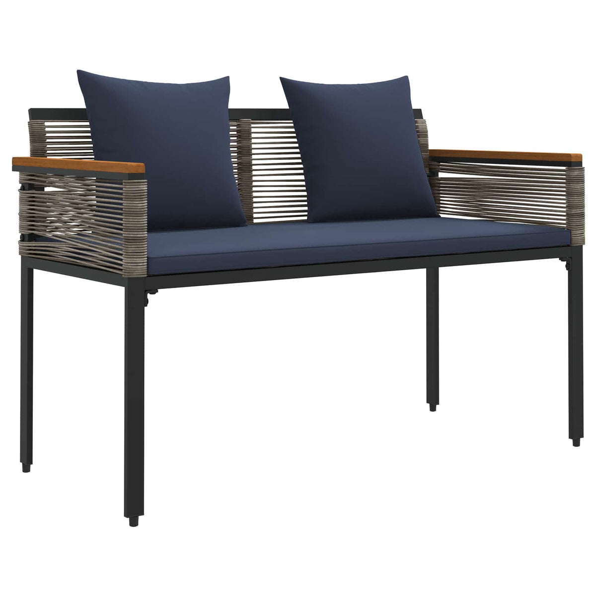 vidaXL Outdoor Furniture Set Grey and Navy Blue Poly Rattan 5